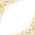 Golden snowflakes, confetti on white background,frame,