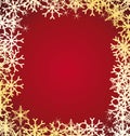 Golden snowflakes frame.