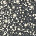 Golden snowflakes swirling on a black background. Falling snow at night. New Year, Christmas. Royalty Free Stock Photo