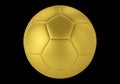 Golden soccer ball on black background. 3D rendering of football ball in matt gold colour Royalty Free Stock Photo