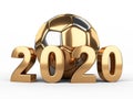 Golden soccer ball with 2020 inscription