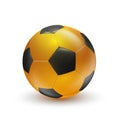 Golden soccer ball on white background. Gold football  ball in vector. 3d illustration Royalty Free Stock Photo