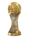 Golden soccer trophy with ball