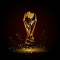 Golden soccer trophy with globe. Royalty Free Stock Photo