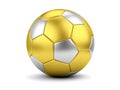 Golden soccerball on white closeup