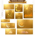 Golden social media post and header for Eid.
