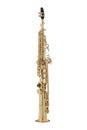 Golden Soprano Saxophone, Sax Music Instrument Isolated on White background Royalty Free Stock Photo