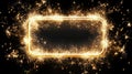 Golden Sparkle Rectangle Frame on Black Background for Celebrations and Special Occasions Royalty Free Stock Photo