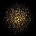 Golden sparkles, abstract luminous particles, yellow stardust explosion. Flying Christmas glares and sparks. Royalty Free Stock Photo