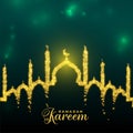 Golden sparkling ramadan kareem eid mubarak festival card design