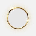 Golden sparkling ring with glitter isolated on white background. Vector luxury golden frame. Royalty Free Stock Photo