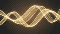 Golden sparkling swirling light effect on transparent background Royalty Free Stock Photo