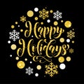 Golden sparkling text and background Happy Christmas Holidays Royalty Free Stock Photo