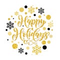 Golden sparkling text and background Happy Christmas Holidays Royalty Free Stock Photo