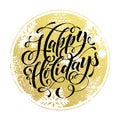 Golden sparkling text and background Happy Christmas Holidays Royalty Free Stock Photo