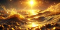 Golden Sparkling Waves Abstract Energy Motion Art Dynamic Visual Display of Energetic Flow and Shimmering Movement for Royalty Free Stock Photo