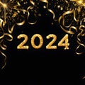 golden sparkling year 2024, New year, background design about New Year
