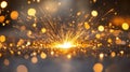 Golden Sparks Exploding On Dark Glittery Surface Royalty Free Stock Photo