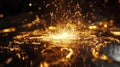 Golden Sparks Exploding On Dark Surface Royalty Free Stock Photo