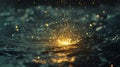 Golden Sparks Exploding On Dark Water Surface Royalty Free Stock Photo