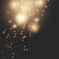 Golden sparks, flashes shine with a special light effect. Royalty Free Stock Photo