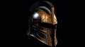 Golden Spartan Helmet On Black Background With Lines - 8k Speaker