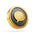 Golden Speech Bubble Icon with Black Background and Gold Rim on White chat icon message icon Royalty Free Stock Photo