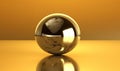 Golden sphere wallpaper. Glossy surface metallic spheres on yellow background. For banner, postcard, book illustration. Created