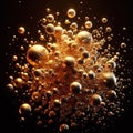 Golden spheres bursting forth in a vibrant display