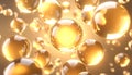 Golden spheres, translucent and glossy, float in a warm-toned, b Royalty Free Stock Photo