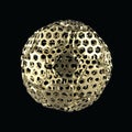 Golden spherical ball 3D rendering