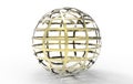 Golden spherical ball 3D rendering