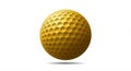 Golden spherical object with a dimpled texture resembling a golf ball. Its surface Royalty Free Stock Photo