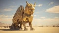 Golden Sphinx stands regally among desert sands