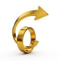Golden Spiral Arrow Symbolizing Progress and Cycles on White Background curve Royalty Free Stock Photo