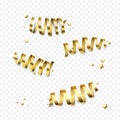 Golden gift bow ribbons confetti vector Birthday, New Year Christmas gifts decoration Royalty Free Stock Photo