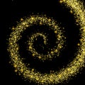 Golden Spiral Spilling Gold Dust on a Black Background Magic Royalty Free Stock Photo