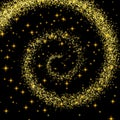 Golden Spiral Spilling Gold Dust on a Black Background Magic
