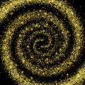 Golden Spiral Spilling Gold Dust on a Black Background Shiny Royalty Free Stock Photo