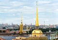 Spires of Admiralty and Peter and Paul Cathedral, Saint Petersburg, Russia Royalty Free Stock Photo