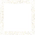 Golden splash or glittering spangles square frame with empty center for text. Golden glittering rectangle made of tiny uneven