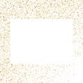 Golden splash or glittering spangles square frame with empty center for text. Golden glittering rectangle made of tiny uneven