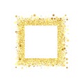 Golden splash or glittering spangles square frame with empty center for text. Golden glittering rectangle made of