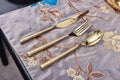 golden spoon fork Royalty Free Stock Photo