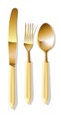 Golden spoon, fork and table knife