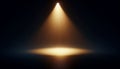 Golden Spotlight Illuminating Dark Studio Space Accent Light Effect Single Light Cone Dark Background Royalty Free Stock Photo