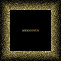 Golden Square Frame on black background. Gold glitter background. Vector illustration, EPS10. Royalty Free Stock Photo