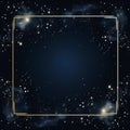golden square frame with stars on a black background Royalty Free Stock Photo