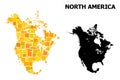 Golden Square Mosaic Map of North America Royalty Free Stock Photo