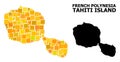 Golden Square Mosaic Map of Tahiti Island